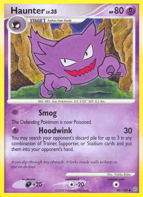40, Colorless[-20], Darkness[+20], Diamond & Pearl: Stormfront, Normal, Psychic, Reverse Holofoil, Uncommon Haunter (40/100) [Diamond & Pearl: Stormfront] - Trading Card World