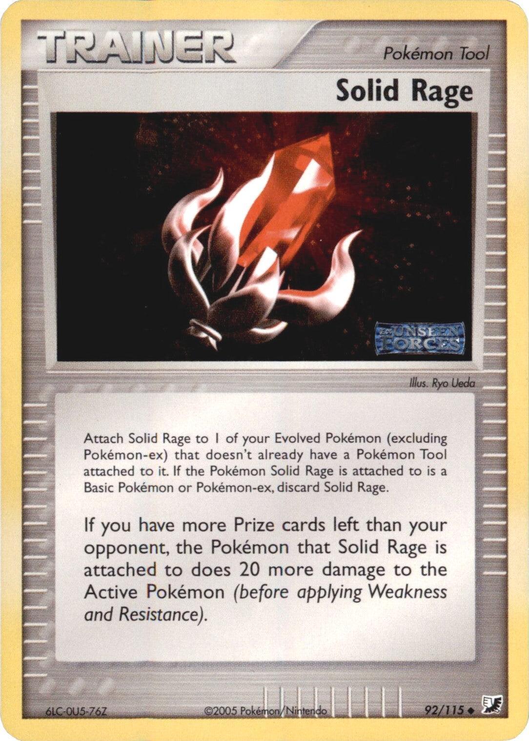 92, EX: Unseen Forces, Item, Reverse Holofoil, Uncommon Solid Rage (92/115) (Stamped) [EX: Unseen Forces] - Trading Card World