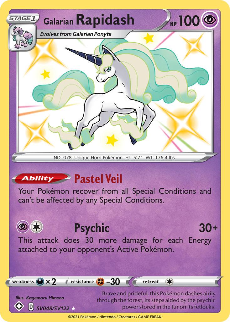Darkness[×2], Fighting[-30], Holofoil, Psychic, SV048, Sword & Shield: Shining Fates, Ultra Rare Galarian Rapidash (SV048/SV122) [Sword & Shield: Shining Fates] - Trading Card World