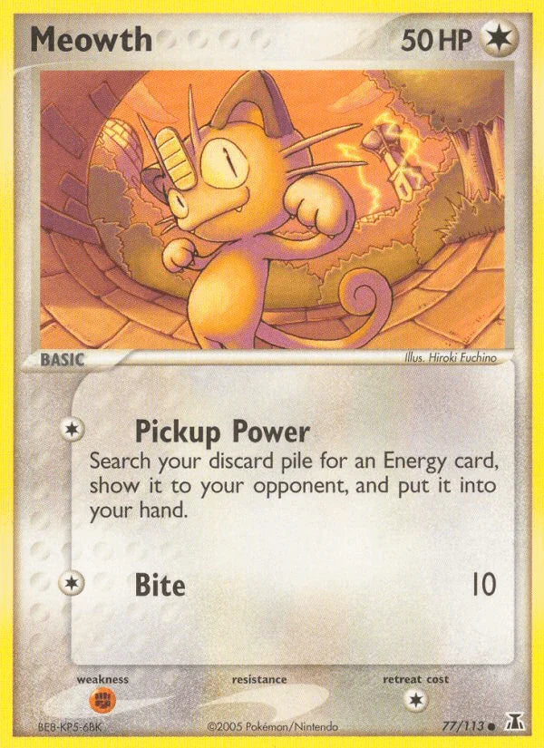 77, Colorless, Common, EX: Delta Species, Fighting[×2], Normal Meowth (77/113) [EX: Delta Species] - Trading Card World