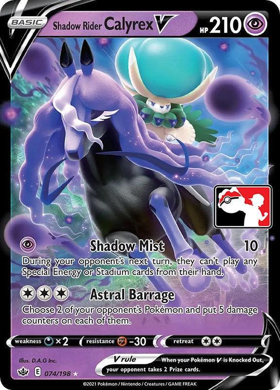 074, Darkness [x2], Fighting [-30], Holofoil, Prize Pack Series One, Psychic, Ultra Rare Shadow Rider Calyrex V (074/198) [Prize Pack Series One] - Trading Card World