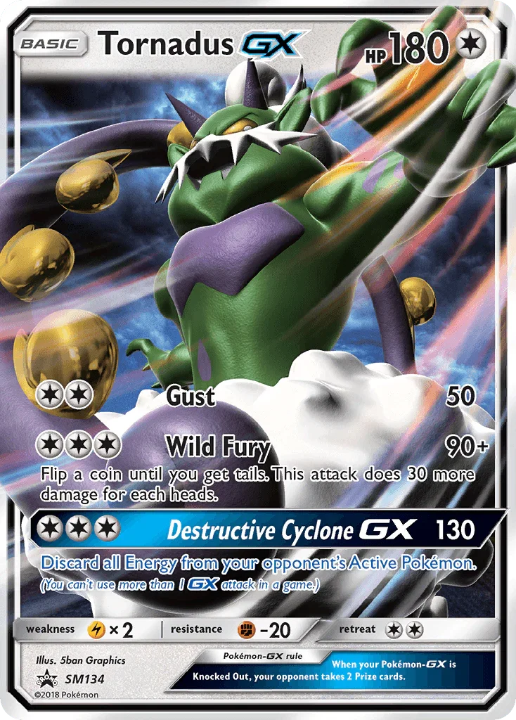 Black Star Promo, Colorless, Fighting[-20], Holofoil, Lightning[×2], SM134, Sun & Moon: Black Star Promos Tornadus GX (SM134) [Sun & Moon: Black Star Promos] - Trading Card World