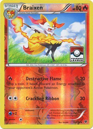 12, Fire, Promo, Reverse Holofoil, Water[×2], XY: Fates Collide Braixen (12/124) (League Promo) [XY: Fates Collide] - Trading Card World
