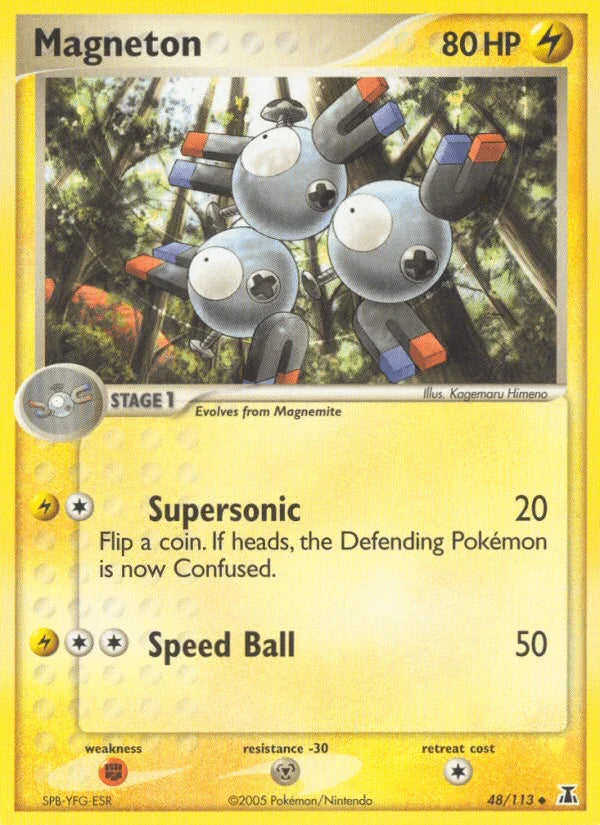 48, EX: Delta Species, Fighting[×2], Lightning, Metal[-30], Normal, Uncommon Magneton (48/113) [EX: Delta Species] - Trading Card World