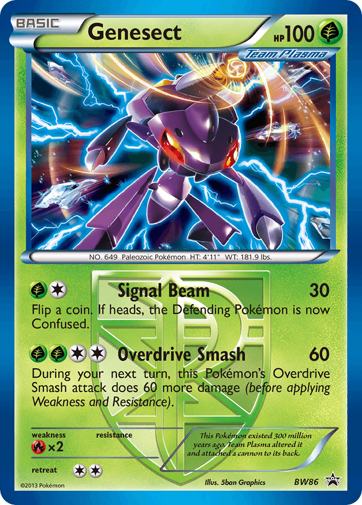 Black & White: Black Star Promos, BW86, Fire [x2], Grass, Holofoil, Promo Genesect (BW86) (Team Plasma) [Black & White: Black Star Promos] - Trading Card World