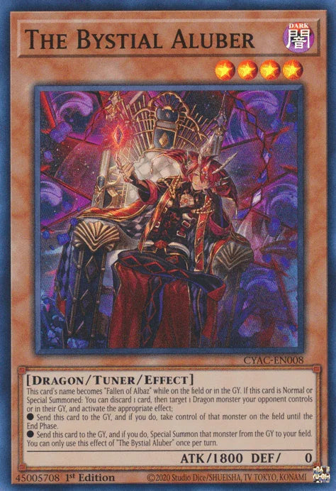 1st Edition, Cyberstorm Access, Dark, Dragon, Super Rare, Tuner/Effect Monster The Bystial Aluber [CYAC-EN008] Super Rare - Trading Card World
