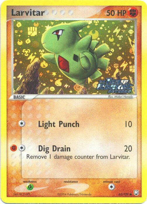63, Common, EX: Team Rocket Returns, Fighting, Grass[×2], Reverse Holofoil Larvitar (63/109) (Stamped) [EX: Team Rocket Returns] - Trading Card World