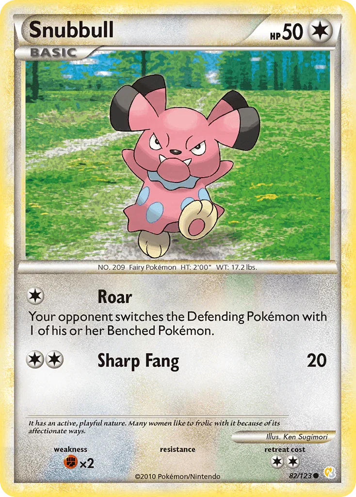 82, Colorless, Common, Fighting[×2], HeartGold & SoulSilver: Base Set, Normal, Reverse Holofoil Snubbull (82/123) [HeartGold & SoulSilver: Base Set] - Trading Card World