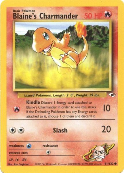 61, Common, Fire, Gym Heroes Unlimited, Normal, Water[×2] Blaine's Charmander (61/132) [Gym Heroes Unlimited] - Trading Card World