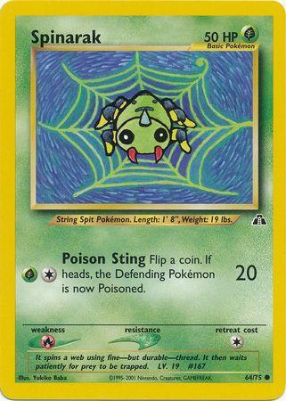 64, Common, Fire[×2], Grass, Neo Discovery Unlimited, Normal Spinarak (64/75) [Neo Discovery Unlimited] - Trading Card World