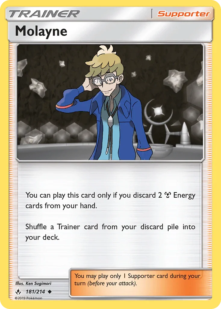 181, Normal, Reverse Holofoil, Sun & Moon: Unbroken Bonds, Supporter, Uncommon Molayne (181/214) [Sun & Moon: Unbroken Bonds] - Trading Card World