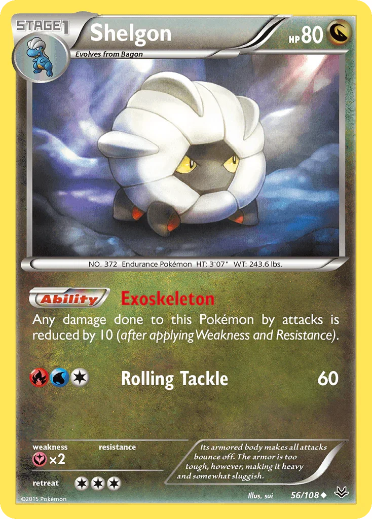 56, Dragon, Fairy[×2], Normal, Reverse Holofoil, Uncommon, XY: Roaring Skies Shelgon (56/108) [XY: Roaring Skies] - Trading Card World