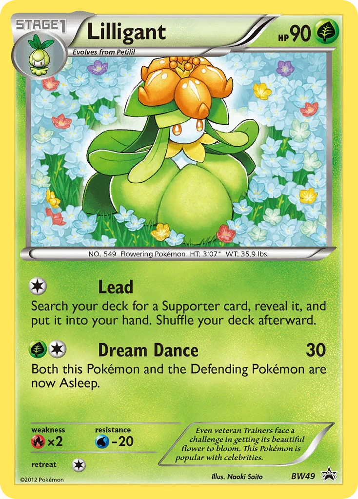 Black & White: Black Star Promos, Black Star Promo, BW49, Fire[×2], Grass, Holofoil, Water[-20] Lilligant (BW49) [Black & White: Black Star Promos] - Trading Card World