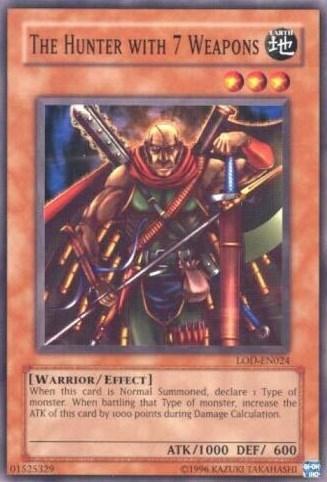Common, Earth, Effect Monster, Legacy of Darkness, Unlimited, Warrior The Hunter with 7 Weapons [LOD-EN024] Common - Trading Card World