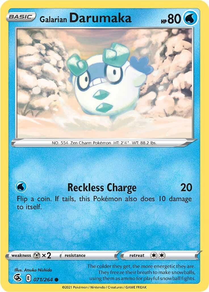 071, Common, Metal [x2], Normal, Reverse Holofoil, Sword & Shield: Fusion Strike, Water Galarian Darumaka (071/264) [Sword & Shield: Fusion Strike] - Trading Card World