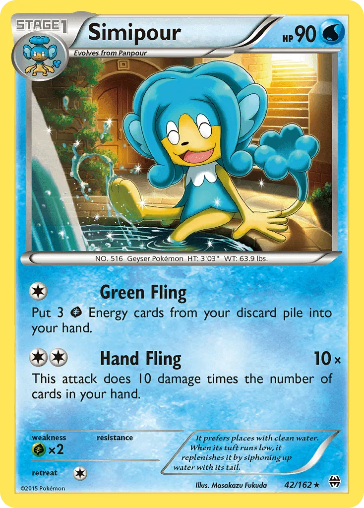 42, Grass[×2], Normal, Rare, Reverse Holofoil, Water, XY: BREAKthrough Simipour (42/162) [XY: BREAKthrough] - Trading Card World