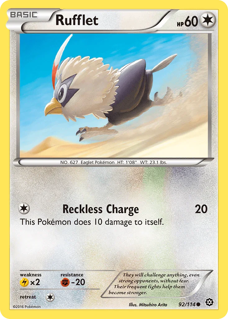 92, Colorless, Common, Fighting[-20], Lightning[×2], Normal, Reverse Holofoil, XY: Steam Siege Rufflet (92/114) [XY: Steam Siege] - Trading Card World