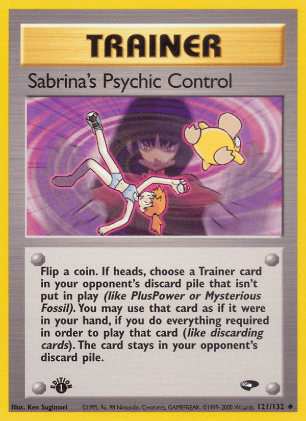 121, 1st Edition Normal, Gym Challenge 1st Edition, Trainer, Uncommon Sabrina's Psychic Control (121/132) [Gym Challenge 1st Edition] - Trading Card World