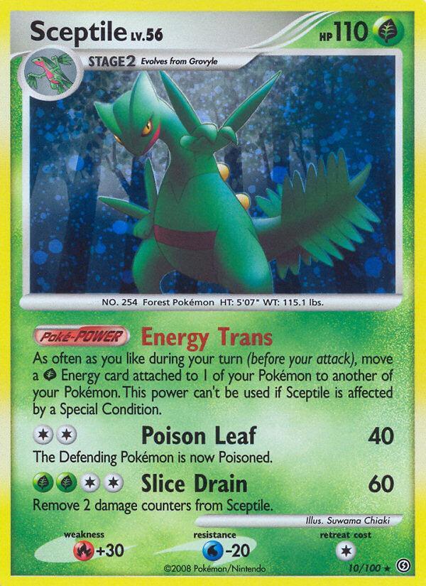 10, Diamond & Pearl: Stormfront, Fire[+30], Grass, Normal, Rare, Water[-20] Sceptile (10/100) (Theme Deck Exclusive) [Diamond & Pearl: Stormfront] - Trading Card World