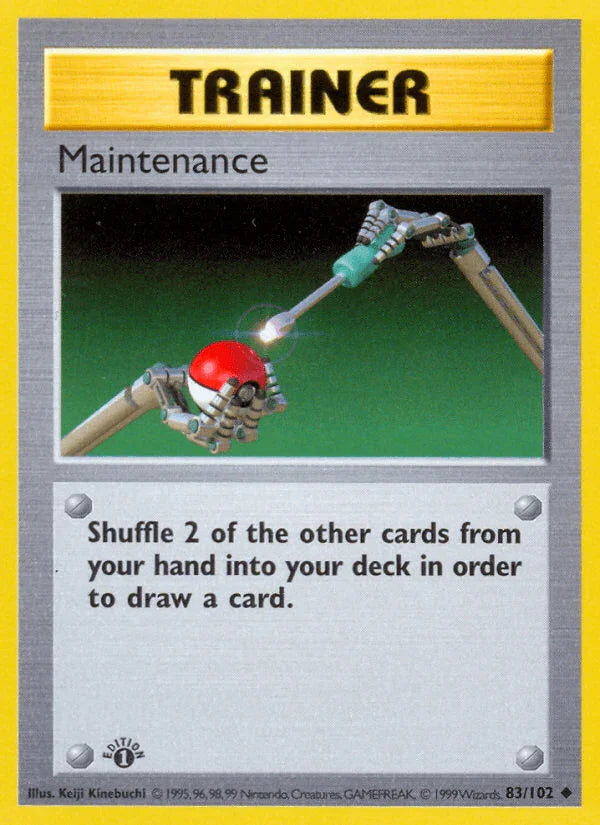 1st Edition Normal, 83, Base Set 1st Edition, Trainer, Uncommon Maintenance (83/102) (Shadowless) [Base Set 1st Edition] - Trading Card World
