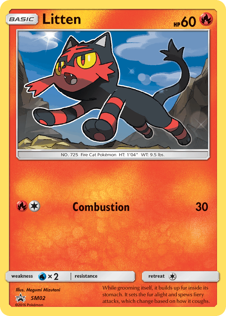 Black Star Promo, Fire, Holofoil, SM02, Sun & Moon: Black Star Promos, Water[×2] Litten (SM02) [Sun & Moon: Black Star Promos] - Trading Card World