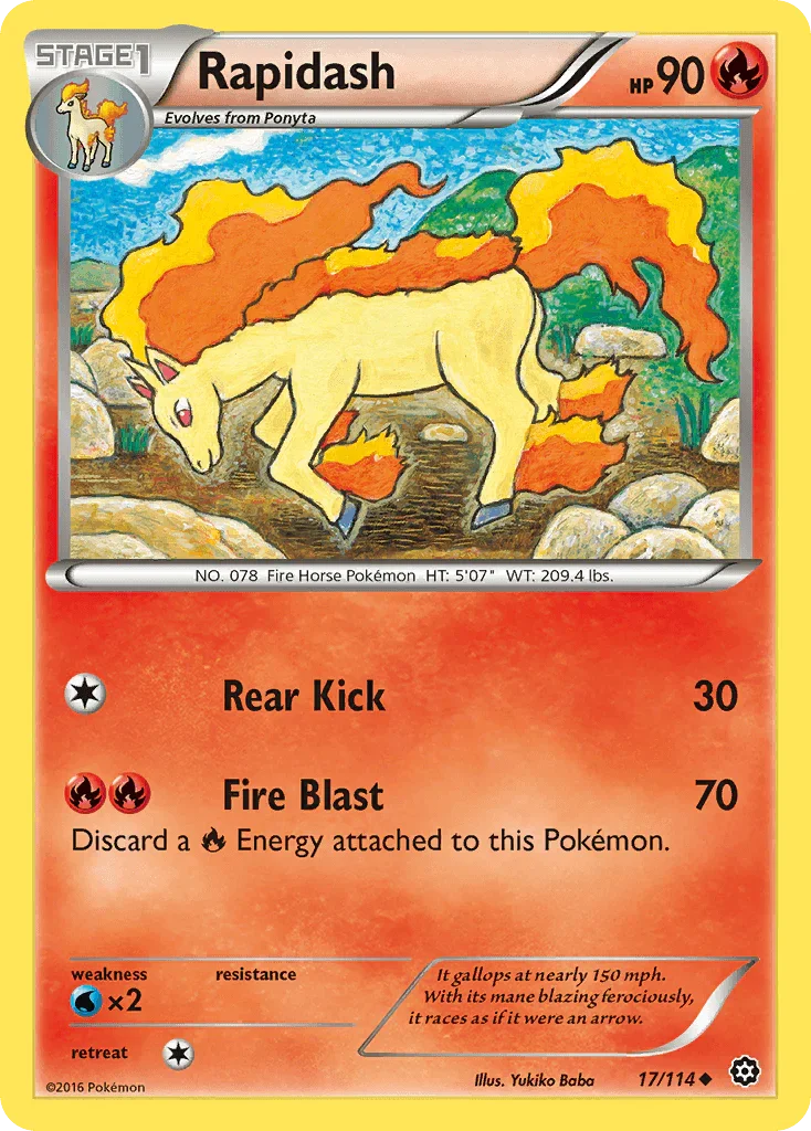 17, Fire, Normal, Reverse Holofoil, Uncommon, Water[×2], XY: Steam Siege Rapidash (17/114) [XY: Steam Siege] - Trading Card World