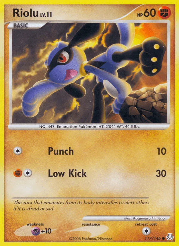 117, Common, Diamond & Pearl: Legends Awakened, Fighting, Normal, Psychic[+10], Reverse Holofoil Riolu (117/146) [Diamond & Pearl: Legends Awakened] - Trading Card World
