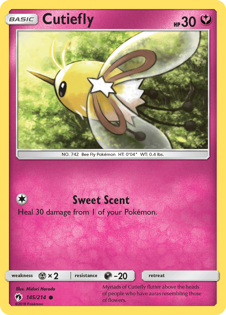 145, Common, Darkness[-20], Fairy, Metal[×2], Normal, Reverse Holofoil, Sun & Moon: Lost Thunder Cutiefly (145/214) [Sun & Moon: Lost Thunder] - Trading Card World