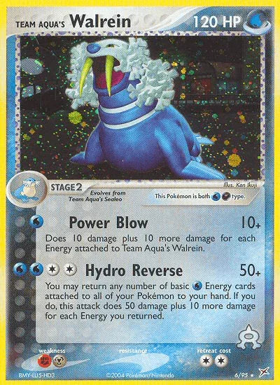 Darkness, EX: Team Magma vs Team Aqua, Fighting[×2], Holo Rare, Holofoil, Metal[×2], Reverse Holofoil, Water Team Aqua's Walrein (6/95) [EX: Team Magma vs Team Aqua] - Trading Card World