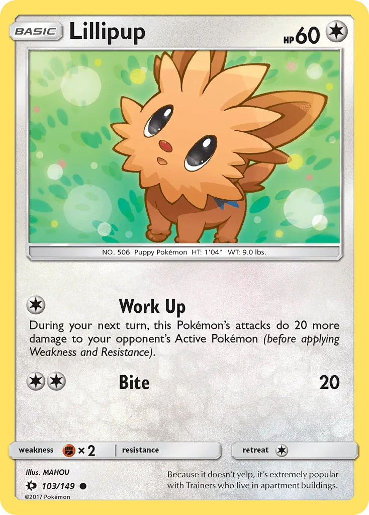103, Colorless, Common, Fighting[×2], Normal, Reverse Holofoil, Sun & Moon: Base Set Lillipup (103/149) [Sun & Moon: Base Set] - Trading Card World