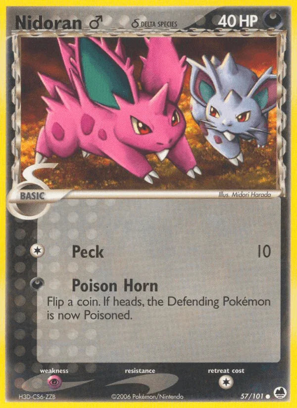 57, Common, Darkness, EX: Dragon Frontiers, Normal, Psychic[×2] Nidoran (57/101) (Male) (Delta Species) [EX: Dragon Frontiers] - Trading Card World