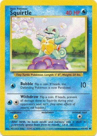 63, Base Set Unlimited, Common, Lightning[×2], Normal, Water Squirtle (63/102) [Base Set Unlimited] - Trading Card World