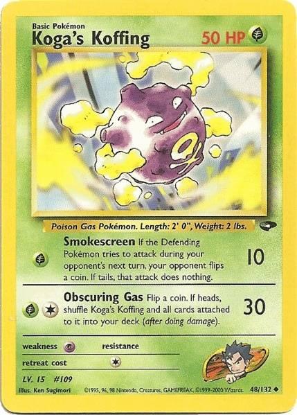 48, Grass, Gym Challenge Unlimited, Normal, Psychic[×2], Uncommon Koga's Koffing (48/132) [Gym Challenge Unlimited] - Trading Card World