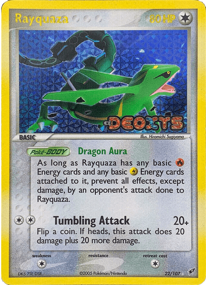 22, Colorless, Colorless[×2], EX: Deoxys, Rare, Reverse Holofoil Rayquaza (22/107) (Stamped) [EX: Deoxys] - Trading Card World
