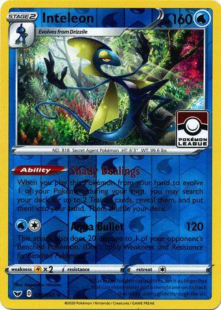 058, Lightning[×2], Promo, Reverse Holofoil, Sword & Shield: Base Set, Water Inteleon (058/202) (League Promo) [Sword & Shield: Base Set] - Trading Card World