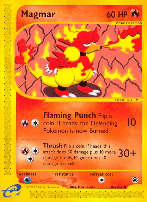 86, Expedition: Base Set, Fire, Normal, Reverse Holofoil, Uncommon, Water[×2] Magmar (86/165) [Expedition: Base Set] - Trading Card World
