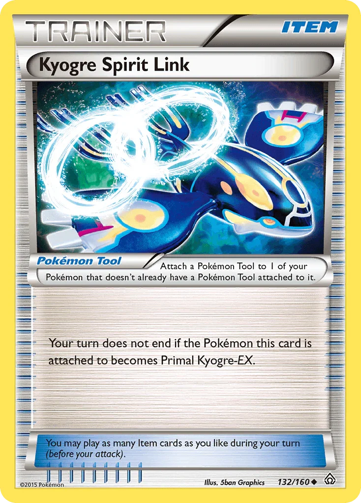 132, Item, Normal, Reverse Holofoil, Uncommon, XY: Primal Clash Kyogre Spirit Link (132/160) [XY: Primal Clash] - Trading Card World