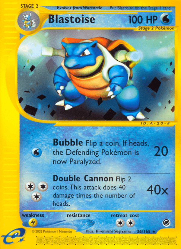 36, Expedition: Base Set, Lightning[×2], Normal, Rare, Reverse Holofoil, Water Blastoise (36/165) [Expedition: Base Set] - Trading Card World