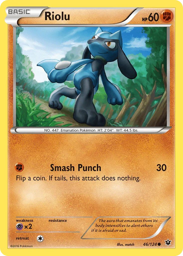 46, Common, Fighting, Normal, Psychic[×2], Reverse Holofoil, XY: Fates Collide Riolu (46/124) [XY: Fates Collide] - Trading Card World