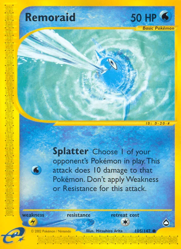 105, Aquapolis, Common, Lightning[×2], Normal, Reverse Holofoil, Water Remoraid (105/147) [Aquapolis] - Trading Card World