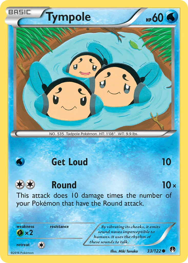 33, Common, Grass[×2], Normal, Reverse Holofoil, Water, XY: BREAKpoint Tympole (33/122) [XY: BREAKpoint] - Trading Card World