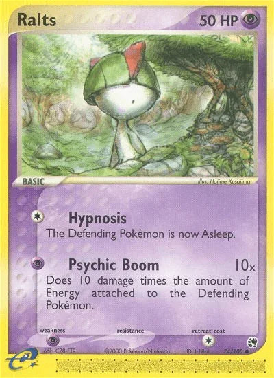 74, Common, EX: Sandstorm, Normal, Psychic, Psychic[×2], Reverse Holofoil Ralts (74/100) [EX: Sandstorm] - Trading Card World