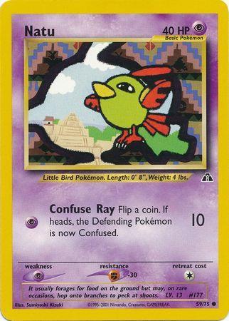 59, Common, Fighting[-30], Neo Discovery Unlimited, Normal, Psychic, Psychic[×2] Natu (59/75) [Neo Discovery Unlimited] - Trading Card World