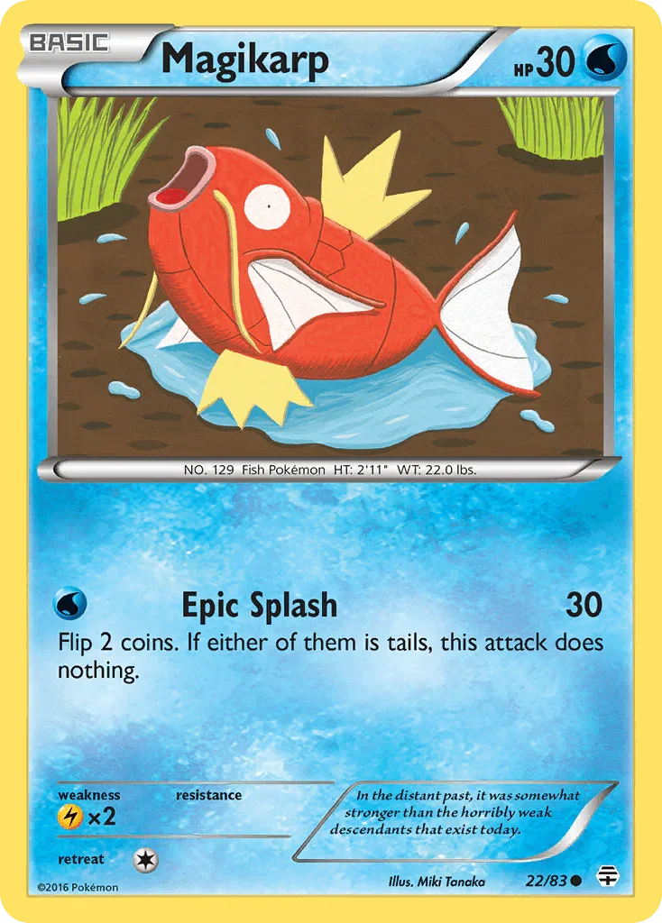 22, Common, Lightning[×2], Normal, Reverse Holofoil, Water, XY: Generations Magikarp (22/83) [XY: Generations] - Trading Card World
