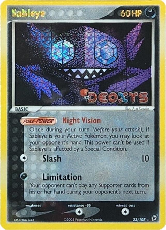 23, Colorless[-30], Darkness, EX: Deoxys, Rare, Reverse Holofoil Sableye (23/107) (Stamped) [EX: Deoxys] - Trading Card World