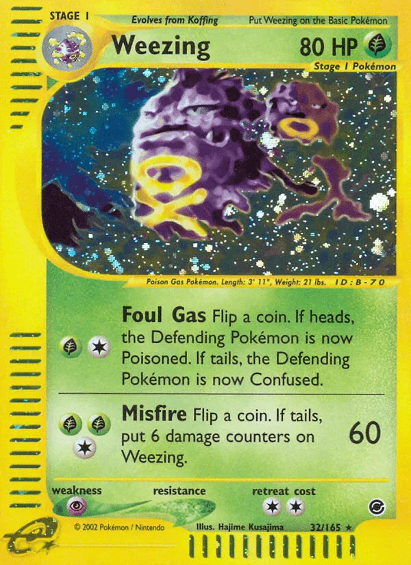 32, Expedition: Base Set, Grass, Holo Rare, Holofoil, Normal, Psychic[×2], Reverse Holofoil Weezing (32/165) [Expedition: Base Set] - Trading Card World