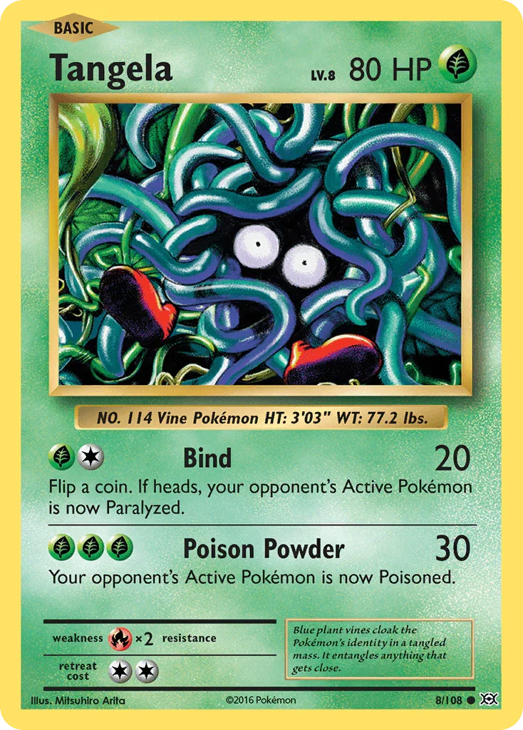 Common, Fire[×2], Grass, Normal, Reverse Holofoil, XY: Evolutions Tangela (8/108) [XY: Evolutions] - Trading Card World