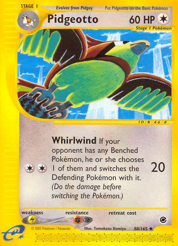 88, Colorless, Expedition: Base Set, Fighting[-30], Lightning[×2], Normal, Reverse Holofoil, Uncommon Pidgeotto (88/165) [Expedition: Base Set] - Trading Card World