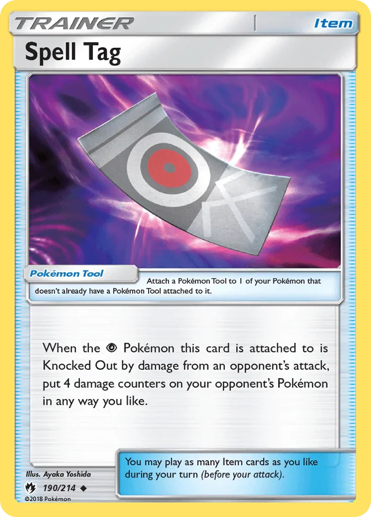 190, Item, Normal, Reverse Holofoil, Sun & Moon: Lost Thunder, Uncommon Spell Tag (190/214) [Sun & Moon: Lost Thunder] - Trading Card World