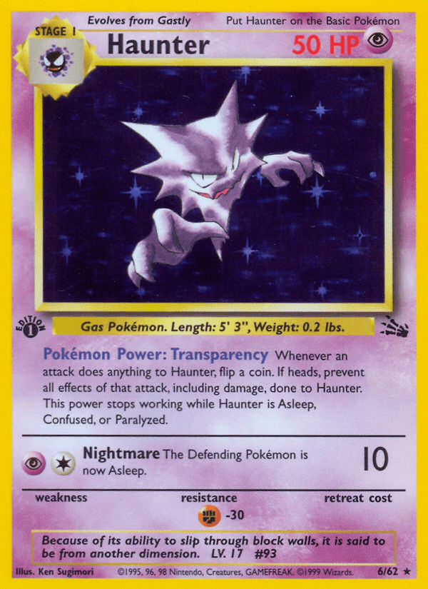 1st Edition Holofoil, Fighting[-30], Fossil 1st Edition, Holo Rare, Psychic Haunter (6/62) [Fossil 1st Edition] - Trading Card World